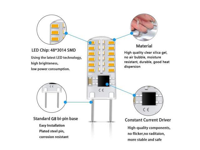 KEHIPI G8 LED Bulb Dimmable, T4 JCD Type Bi-Pin Base, 3000K Warm White, 3W Mini G8 Bulb, 20W-25W Halogen Replacement for Under Cabinet Light,...