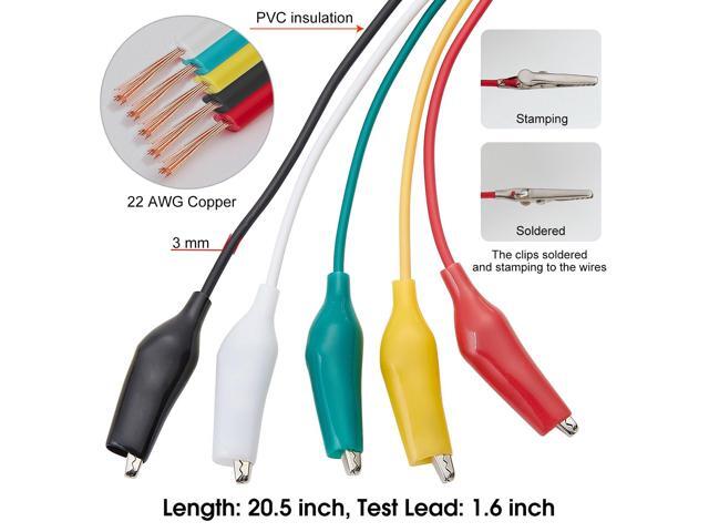 KEHIPI WG-026 10 Pieces and 5 Colors Test Lead Set & Alligator Clips,20.5 inches / 22 AWG Wire (2 Pack)