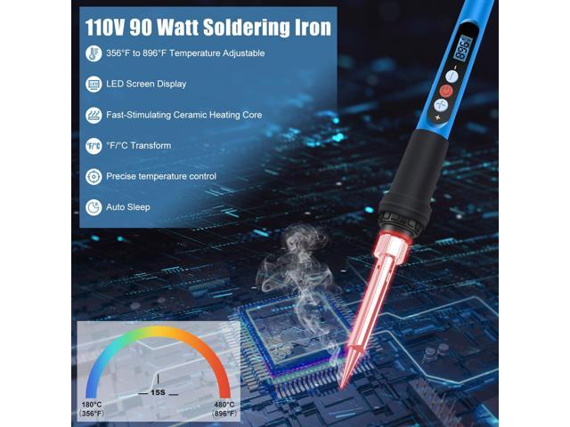 KEHIPI Soldering Iron Kit, 90W 110V Fast Heat up LCD Digital Soldering Gun kit with Ceramic Heater, 10 in 1 Adjustable Temperature Soldering Kit...