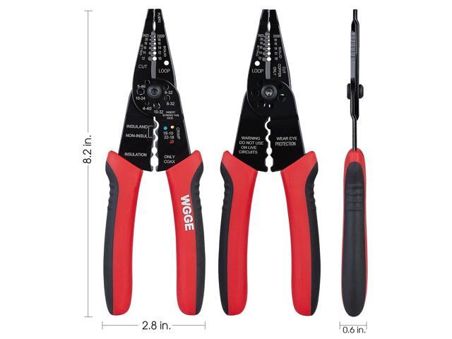 KEHIPI WG-015 Professional 8-inch Wire Stripper/Crimping Tool, Cable Cutter/Crimper, Wiring and Multi-Function Hand Tool, Red With Black