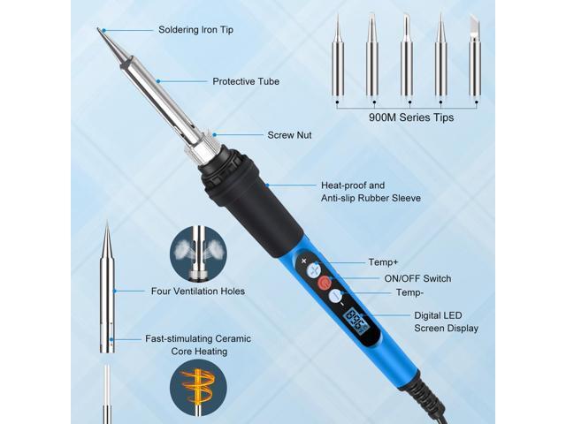 KEHIPI Soldering Iron Kit, 90W 110V Fast Heat up LCD Digital Soldering Gun kit with Ceramic Heater, 10 in 1 Adjustable Temperature Soldering Kit...
