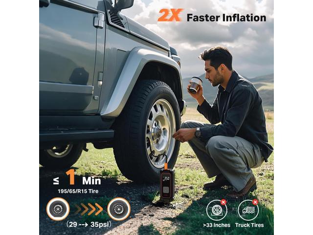 KEHIPI Tire Inflator Portable Air Compressor, 9000mAh Battery Powered, 150PSI Dual Mode, Auto Air Pump for Car Tires, Motorcycle, Bicycle, Electric...