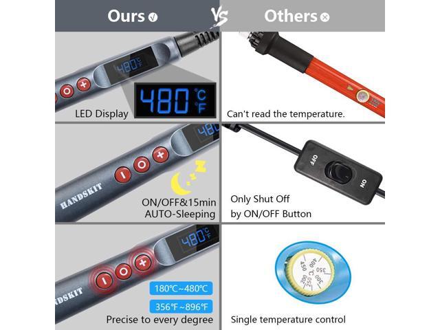 KEHIPI Soldering Iron Kit, 90W Adjustable Temp 180-480°C Soldering Iron with LED Display, 9-in-1 Soldering Gun Kit, Includes 5 Tips, Solder Wire,...