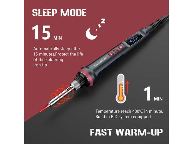 KEHIPI Soldering Iron Kit, 90W Adjustable Temp 180-480°C Soldering Iron with LED Display, 9-in-1 Soldering Gun Kit, Includes 5 Tips, Solder Wire,...
