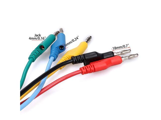 KEHIPI 5pcs Banana to Banana Plug Test Lead Set, 4mm Stackable Banana Plug Wire Test Cable Lead for Multimeter, Electrical Test Wire 1000V/15A