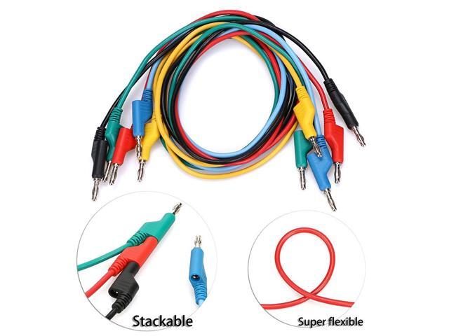 KEHIPI 5pcs Banana to Banana Plug Test Lead Set, 4mm Stackable Banana Plug Wire Test Cable Lead for Multimeter, Electrical Test Wire 1000V/15A