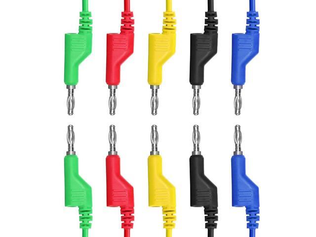 KEHIPI 5pcs Banana to Banana Plug Test Lead Set, 4mm Stackable Banana Plug Wire Test Cable Lead for Multimeter, Electrical Test Wire 1000V/15A