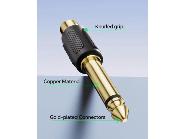 KEHIPI RCA to 1/4' Audio Adapter, 6.35mm Mono Plug Male to RCA Female Connectors 6-Pack