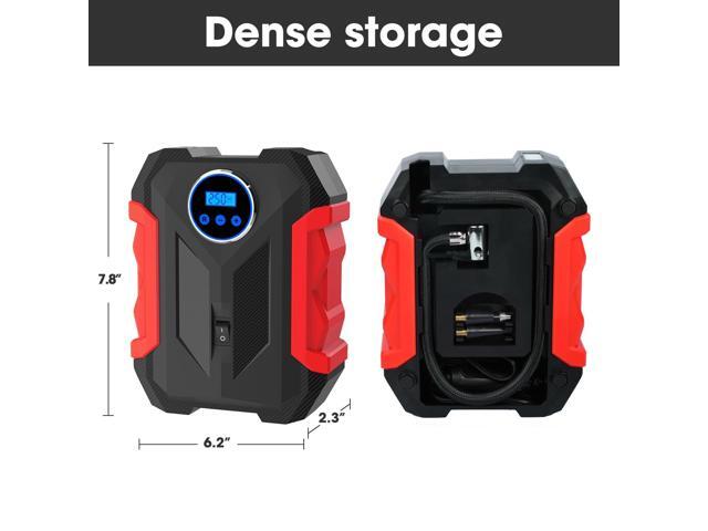 KEHIPI Digital Air Compressor for Car Auto Pump Portable Tire Inflator with LED Light DC 12V, Red