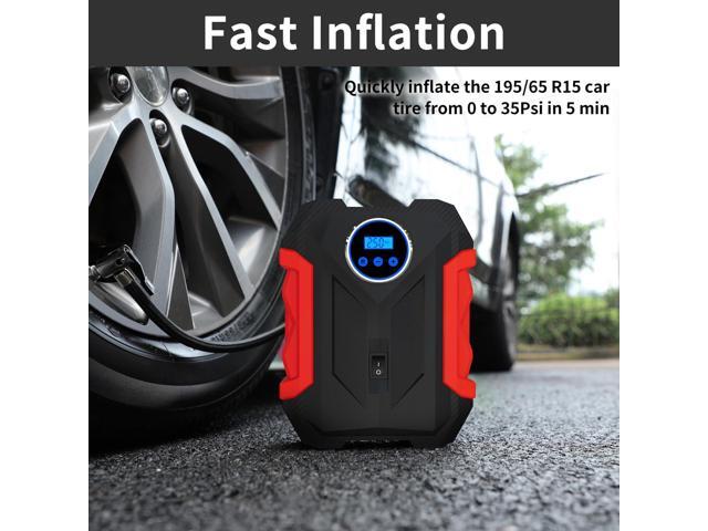 KEHIPI Digital Air Compressor for Car Auto Pump Portable Tire Inflator with LED Light DC 12V, Red