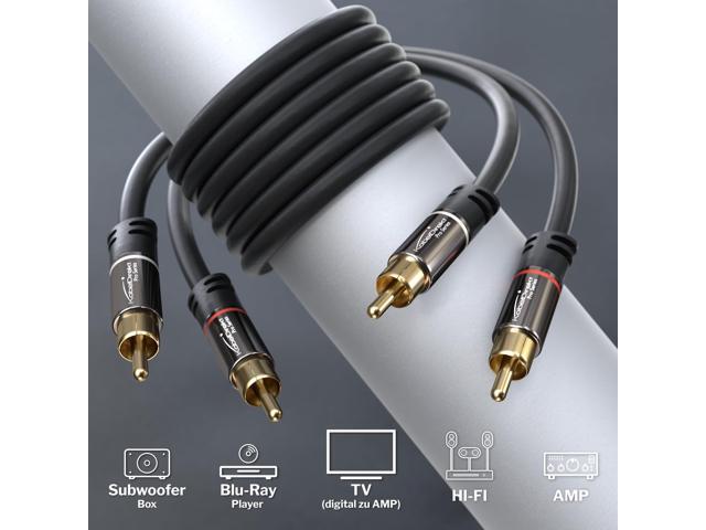 KEHIPI 15ft RCA/Phono Cable, 2 × 2 Plugs, Stereo Audio Cable, Practically Break-Proof & Flawless Sound Quality (coaxial, subwoofer/amp/HiFi & Home...
