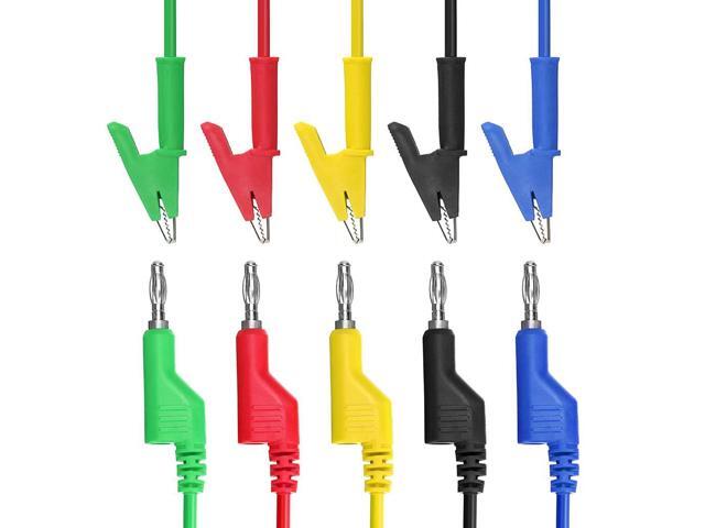 KEHIPI Multimeter Banana Plug to Crocodile Alligator Clip Test Probe, 5PCS 4mm Stackable Colorful Silicone Banana Plug to Alligator Clip Test Probe...