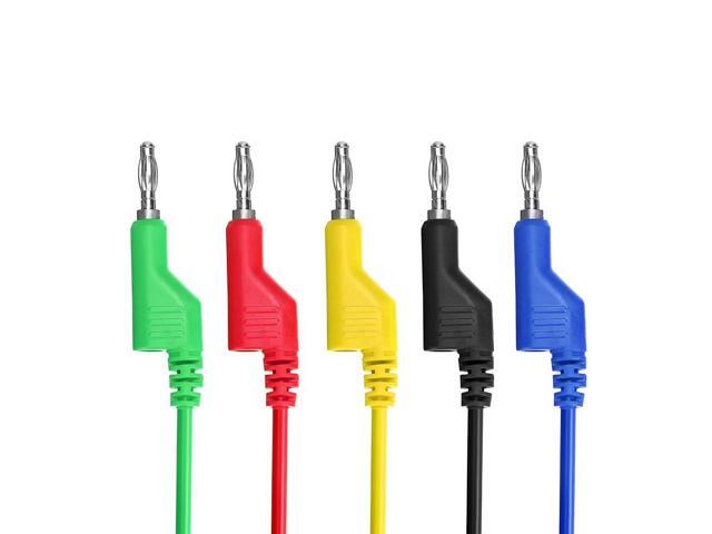 KEHIPI Multimeter Banana Plug to Crocodile Alligator Clip Test Probe, 5PCS 4mm Stackable Colorful Silicone Banana Plug to Alligator Clip Test Probe...