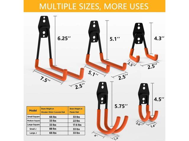 KEHIPI 12pack Steel Garage Storage Utility Double Hooks Organizer Heavy Duty Wall Mount Tool Holder for Organizing Power Tools Ladders Bulk Items