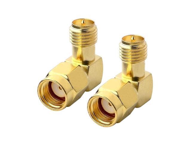 KEHIPI 90 Degree Reverse Polarity SMA Coax Adapter RP SMA Male to RP-SMA Female Right Angle Connector for Audio FPV Drone Antennas Radio Video 2-Pack