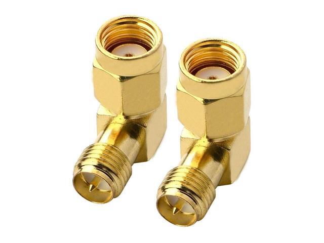 KEHIPI 90 Degree Reverse Polarity SMA Coax Adapter RP SMA Male to RP-SMA Female Right Angle Connector for Audio FPV Drone Antennas Radio Video 2-Pack