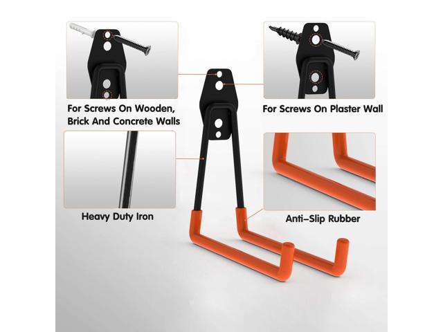KEHIPI 12pack Steel Garage Storage Utility Double Hooks Organizer Heavy Duty Wall Mount Tool Holder for Organizing Power Tools Ladders Bulk Items