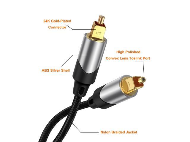 KEHIPI Optical Audio Cable, 25FT Male SPDIF Cable with Nylon Braided Fiber Optic Cord for Home Theater, Sound Bar, TV, PS4, Xbox, VD/CD &...