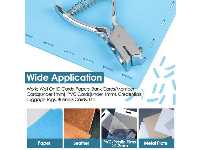 KEHIPI Hole Punch One Slot Badge Punch for ID Cards, Handheld, No Burrs, Metal Badge Puncher, 15mm x 3mm Hole Size