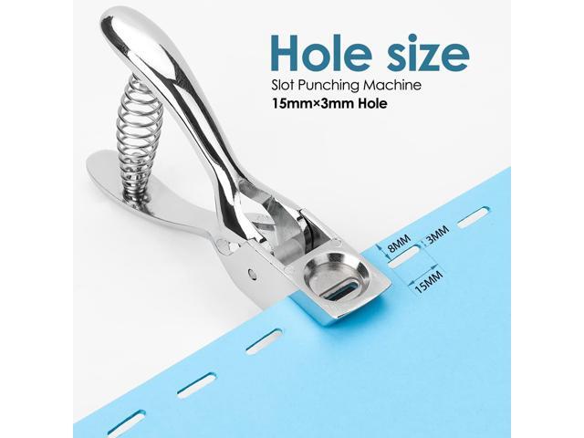 KEHIPI Hole Punch One Slot Badge Punch for ID Cards, Handheld, No Burrs, Metal Badge Puncher, 15mm x 3mm Hole Size
