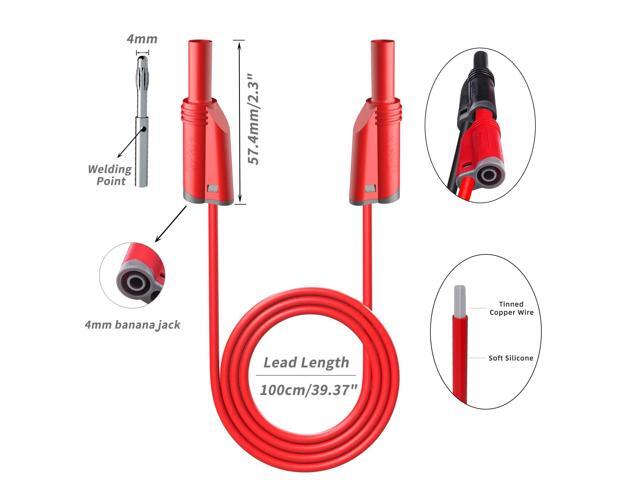 KEHIPI 5PCS Banana Plug Silicone Test Leads Kit 4mm Fully Insulated Safety Shrouded Stackable Banana Plug with Alligator Crocodile Clips Test Fork...