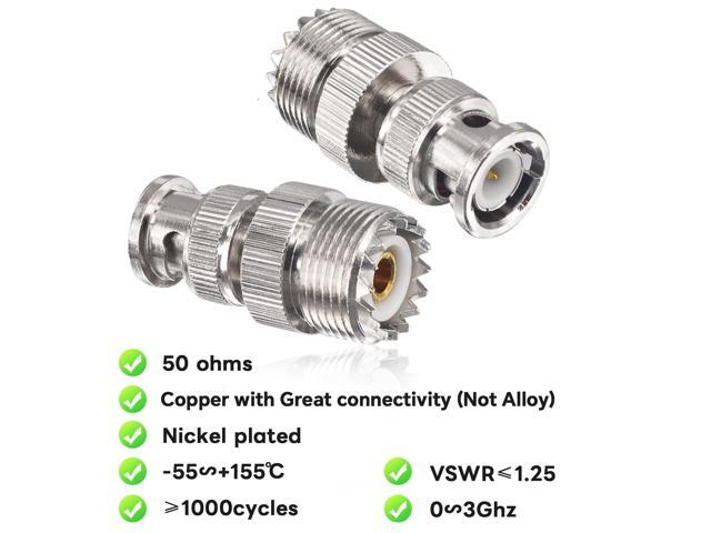 KEHIPI 2pcs BNC UHF RF Coaxial Coax Adapter SO239 UHF Female to BNC Male Connector Low Loss Ham Radio Coax Adapter for RF Antennas/Wireless LAN...