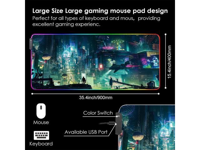 KEHIPI RGB Mouse Pad, XXL LED Gaming Mouse Mat Heavy Duty Anty Slip 35.4 * 15.7 Inches greencity