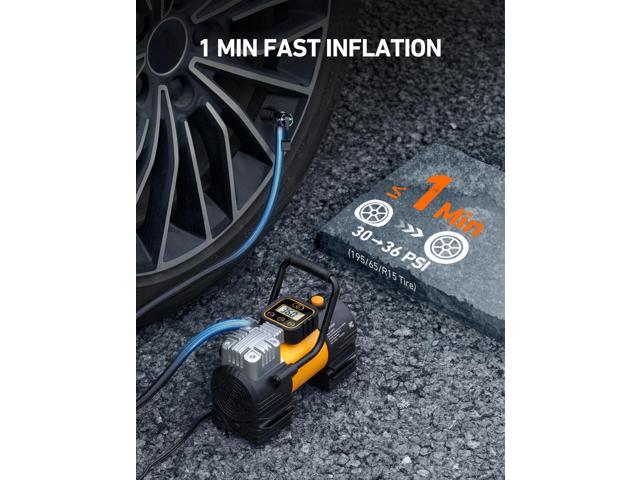 KEHIPI Tire Inflator Portable Air Compressor (Up to 150 PSI) Tire Pump for Car 12V DC Digital Air Pump with 12 LEDs Super Bright Light for Bicycle,...