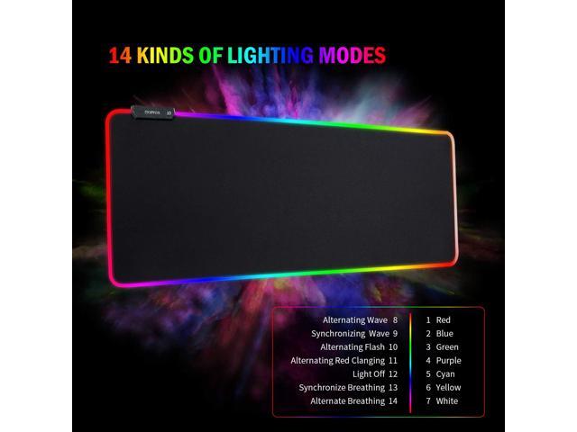 KEHIPI RGB Gaming Mouse Mat Pad - Large Extended Led Mousepad with 14 Lighting Modes 2 Brightness, Anti-Slip Rubber Base with Waterproof Coating...