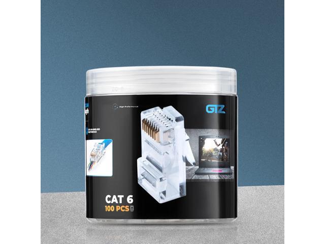 KEHIPI RJ45 Cat6 Pass Through Connectors Pack of 100 Clear Ethernet Plugs for Unshielded Twisted Pair Solid Wire & Standard Cables Compatible...