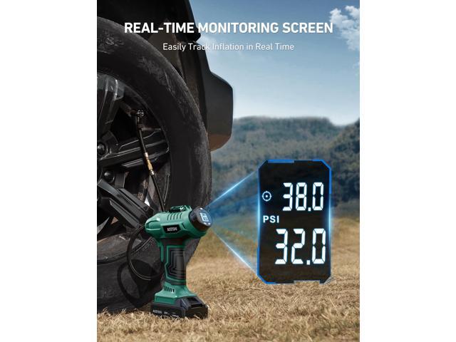 KEHIPI C2 Cordless Tire Inflator Air Compressor 20V Rechargeable Battery Powered 160PSI Portable Air Pump with 12V Car Power Adapter Digital...