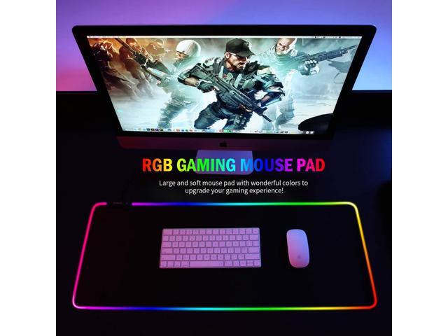 KEHIPI RGB Gaming Mouse Mat Pad - Large Extended Led Mousepad with 14 Lighting Modes 2 Brightness, Anti-Slip Rubber Base with Waterproof Coating...