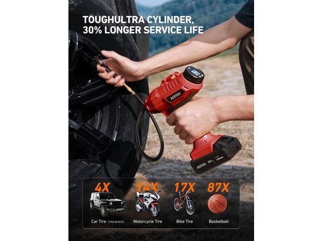 KEHIPI C2 Cordless Tire Inflator Air Compressor 20V Rechargeable Battery Powered 160PSI Portable Air Pump with 12V Car Power Adapter Digital...