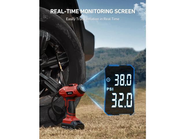 KEHIPI C2 Cordless Tire Inflator Air Compressor 20V Rechargeable Battery Powered 160PSI Portable Air Pump with 12V Car Power Adapter Digital...