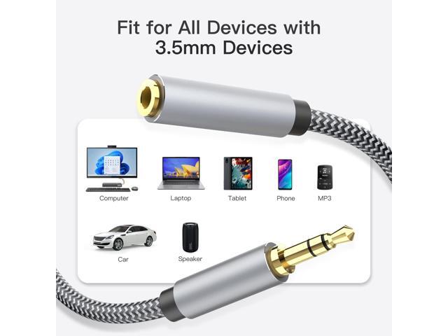 KEHIPI 3.5mm Headphone Extension Cable 6ft, Nylon Braided Aux Cord Extender for Smartphones, Tablets, Media Players (No Mic Support)