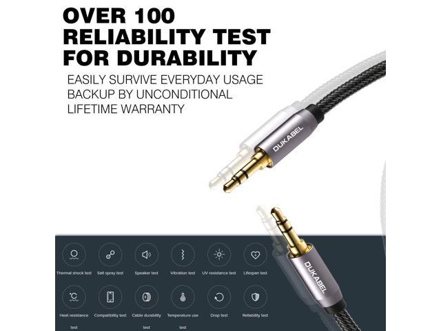 KEHIPI Top Series Audio Cable 8 Feet (2.4 Meters) - Shielded Aux Cable Cord 3.5mm Male to Male Stereo Auxiliary Cable Cord/Crystal-Nylon Braided /...
