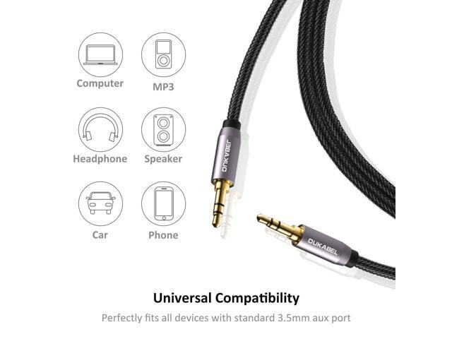 KEHIPI Top Series Audio Cable 8 Feet (2.4 Meters) - Shielded Aux Cable Cord 3.5mm Male to Male Stereo Auxiliary Cable Cord/Crystal-Nylon Braided /...