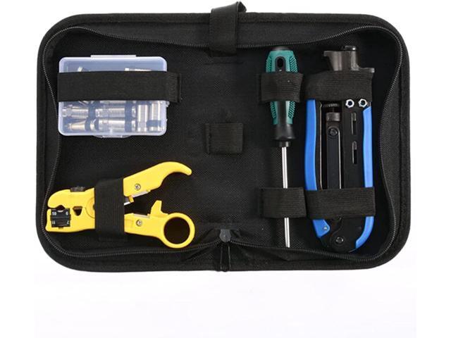 KEHIPI Coax Cable Crimper Tool Kit, Coaxial Compression Tool for rg6 rg59 rg11 with 1 Wire Stripper, 10pcs F Male rg6 Connectors And 10pcs Female...