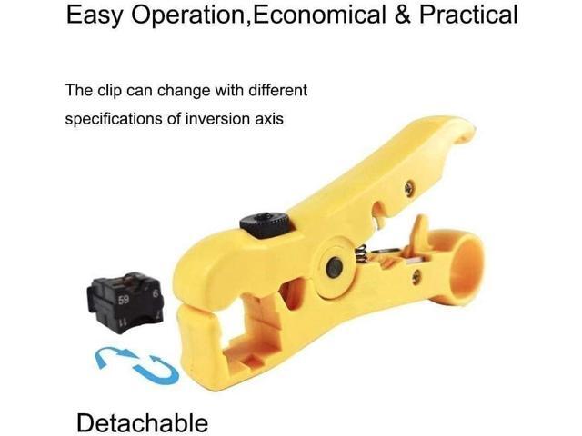 KEHIPI Coaxial Compression Tool Coax Cable Crimper Kit Adjustable rg6 rg59 rg11 75-5 75-7 Coaxial Cable Stripper with 20pcs F Male And 10pcs Female...