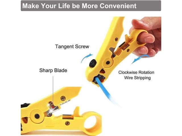 KEHIPI Coaxial Compression Tool Coax Cable Crimper Kit Adjustable rg6 rg59 rg11 75-5 75-7 Coaxial Cable Stripper with 10pcs RG6 F Compression...