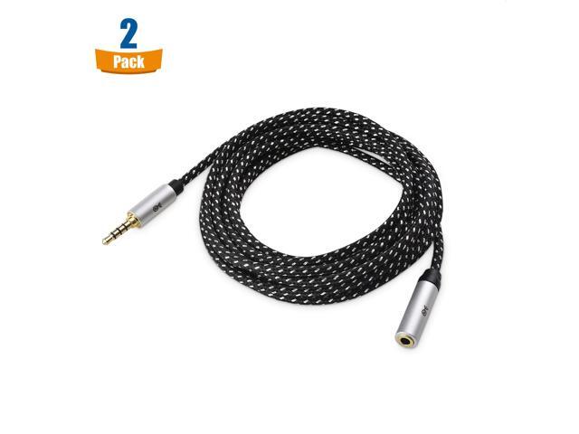 KEHIPI 2-Pack Headset Extension Cable - 10ft, TRRS with Mic Support, 3.5mm Extension Cable, Gaming Headset Extended Cord, Black