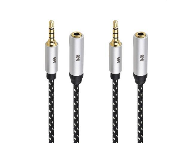 KEHIPI 2-Pack Headset Extension Cable - 6ft, TRRS with Mic Support, 3.5mm Extension Cable, Gaming Headset Extended Cord, Black