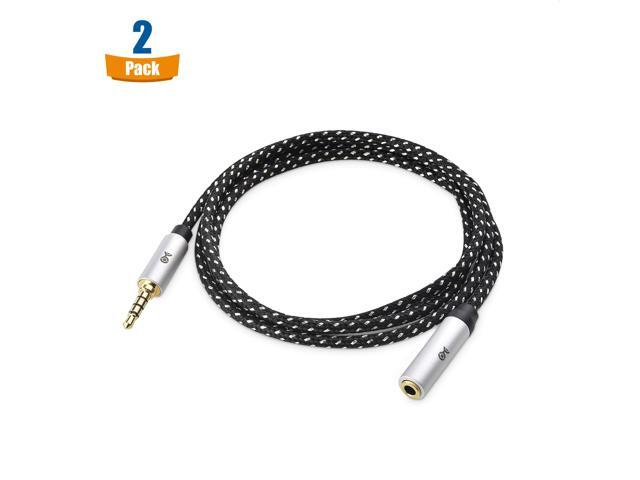 KEHIPI 2-Pack Headset Extension Cable - 3ft, TRRS with Mic Support, 3.5mm Extension Cable, Gaming Headset Extended Cord, Black