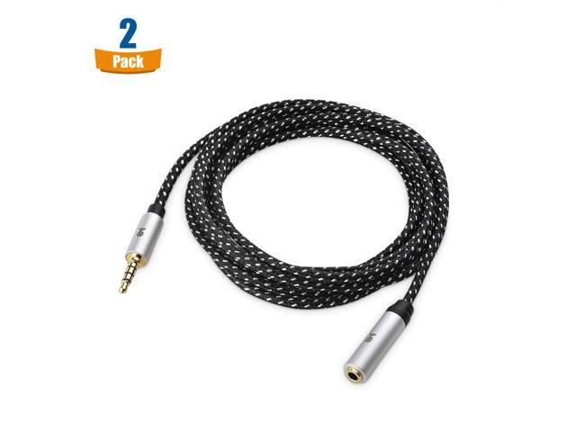 KEHIPI 2-Pack Headset Extension Cable - 6ft, TRRS with Mic Support, 3.5mm Extension Cable, Gaming Headset Extended Cord, Black