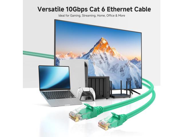 KEHIPI 10Gbps Snagless Cat 6 Ethernet Cable - 5ft, Cat 6 Cable, Cat6 Cord, Ethernet Cord, Green