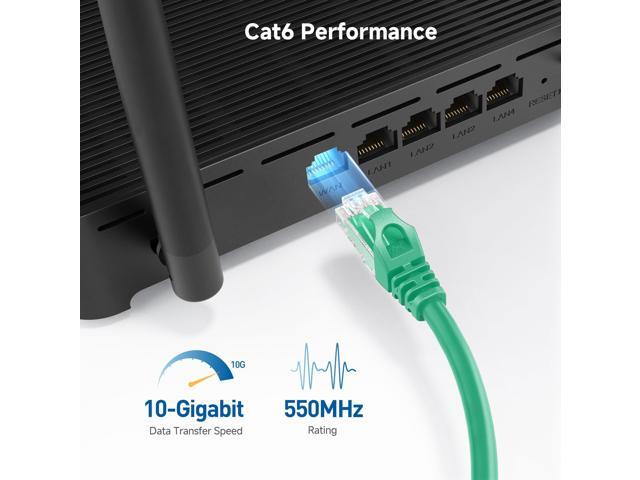 KEHIPI 10Gbps Snagless Cat 6 Ethernet Cable - 5ft, Cat 6 Cable, Cat6 Cord, Ethernet Cord, Green