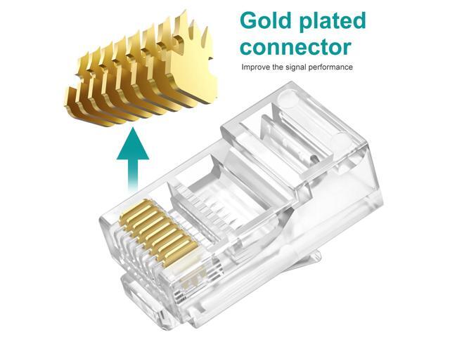 KEHIPI 100-Pack Cat 6 Pass Through RJ45 Connectors with RJ45 Boots Cover (Cat6 Connector/ Cat5e Connector/Ethernet Ends/Cat 6 Ends/ RJ45 Modular...