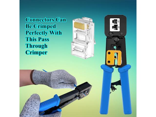 KEHIPI 100-PACK Cat5 Cat5e Cat6 RJ45 Pass Through Connectors Ends, 1.1mm Unshielded Connectors for Solid Wire and Standard Cable