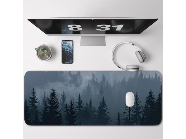 KEHIPI Mouse Pad, Misty Forest Pattern, Non-Slip Rubber Gaming Mouse Pad with Stitched Edges for Computer, Office, Home, 31.5 x 11.8 Inch (Forest)