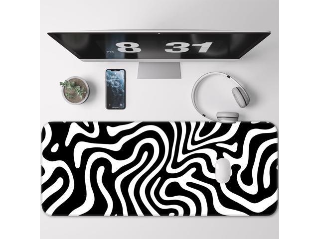 KEHIPI Gaming Mouse Pad, Non-Slip Rubber Bottom Stitched Edges, Suitable for Home, Office, Gaming, 31.5x11.8 Inch Large Mouse Pad, Black and White...